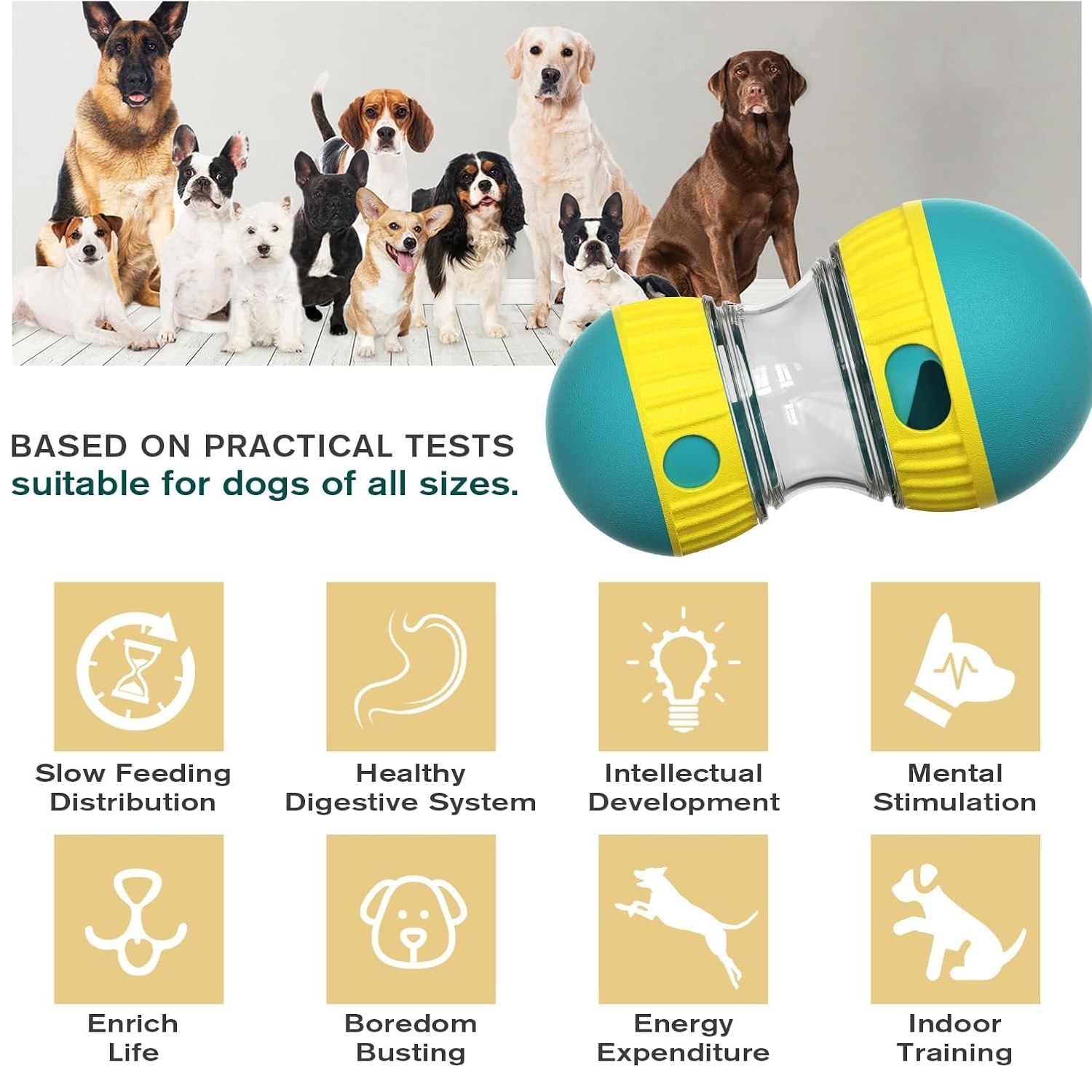 Dog Slow Feeder Adjustable Treat Dispensing Ball for Small Medium Dogs