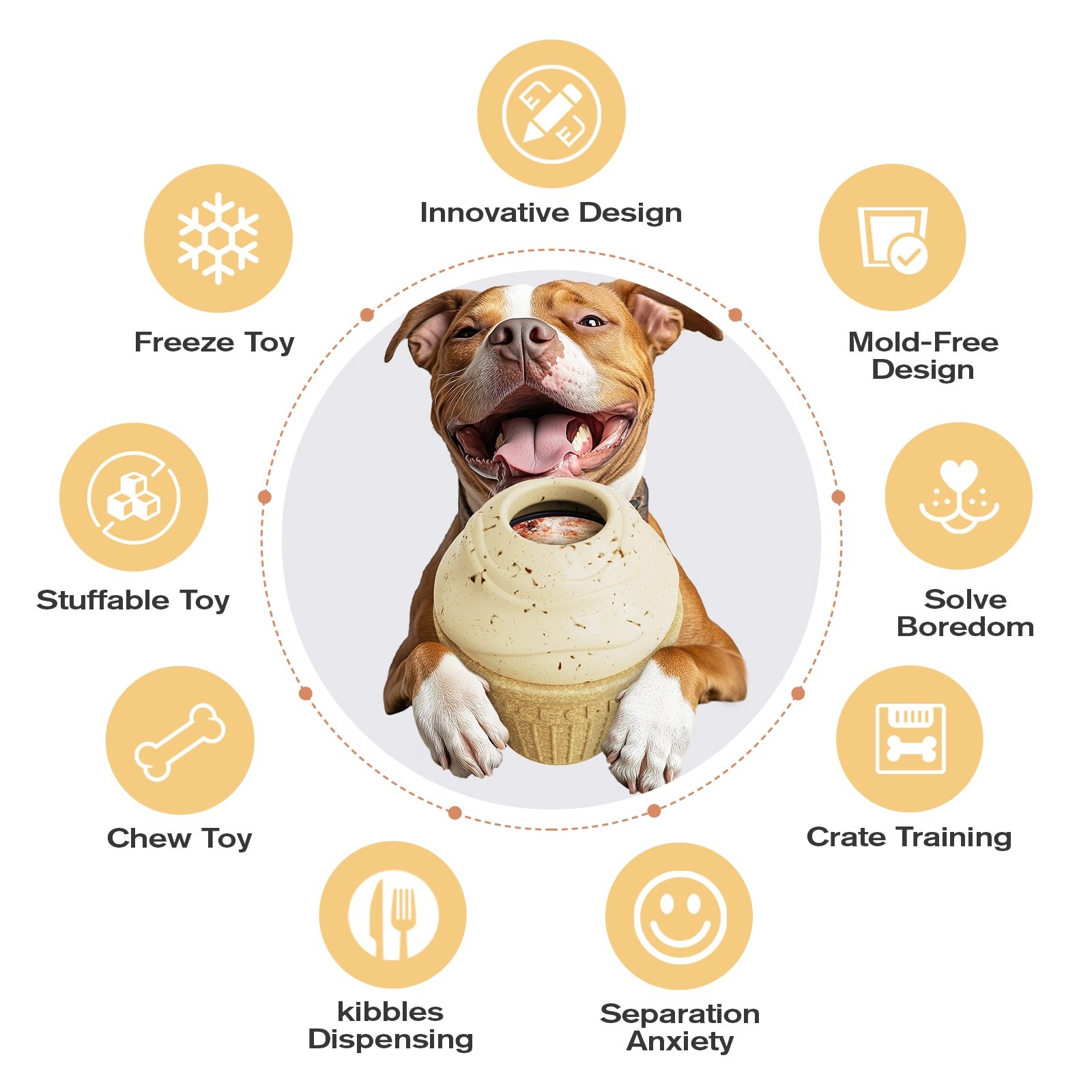 Dog Interactive Chew Toys Ice Cream Shape Frozen Slow Feeder Licking Toy for Medium Large Dogs