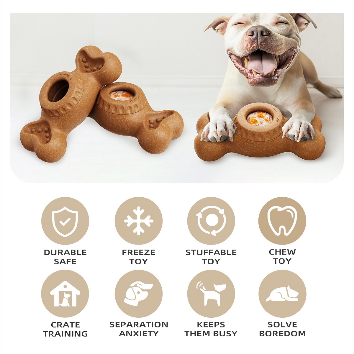 Dog Treat Chew Toys Ice Cream Holder Freeze Bone with Mold Cups