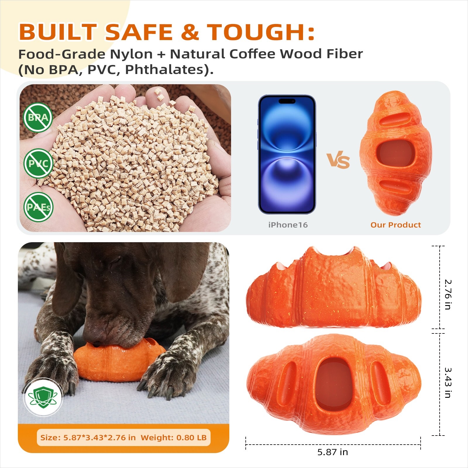 Durable Dog Chew Croissant Toys for Aggressive Chewers