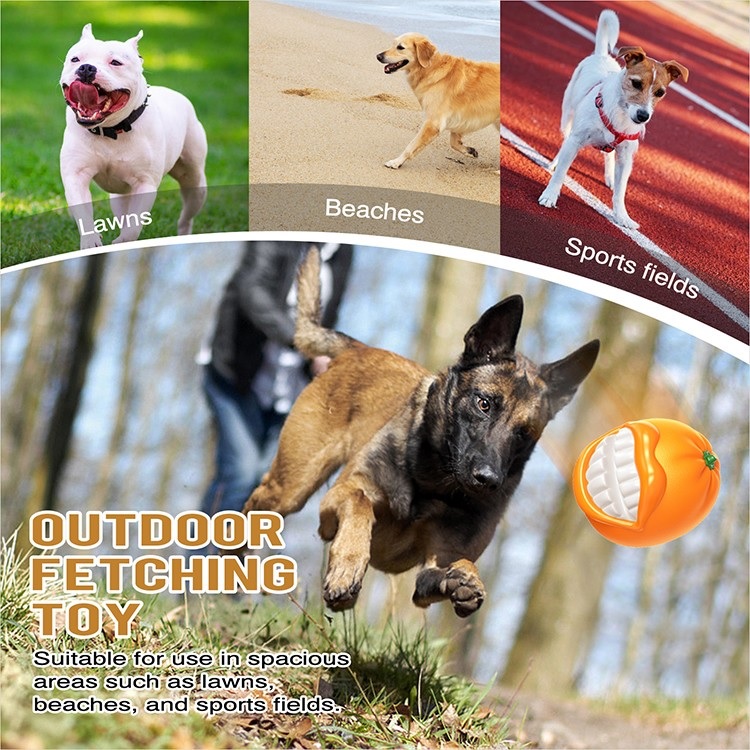 Orange Squeaky Ball Dog Toy for Medium Large Dogs Breed Aggressive Chewers Thanksgiving Toys Gift