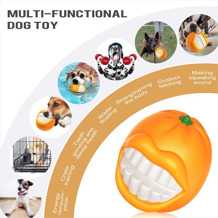 Orange Squeaky Ball Dog Toy for Medium Large Dogs Breed Aggressive Chewers Thanksgiving Toys Gift