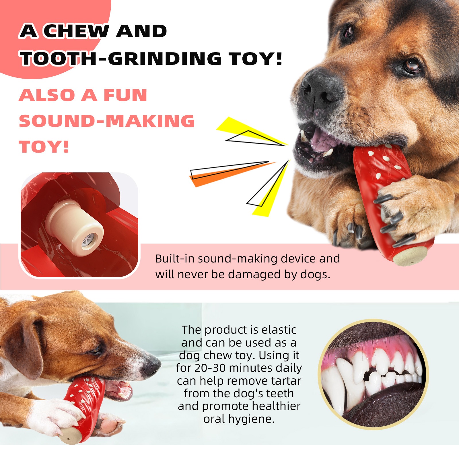Squeak Beef Stick Dog Chew Toy Easy to Clean and Made ECO Materials