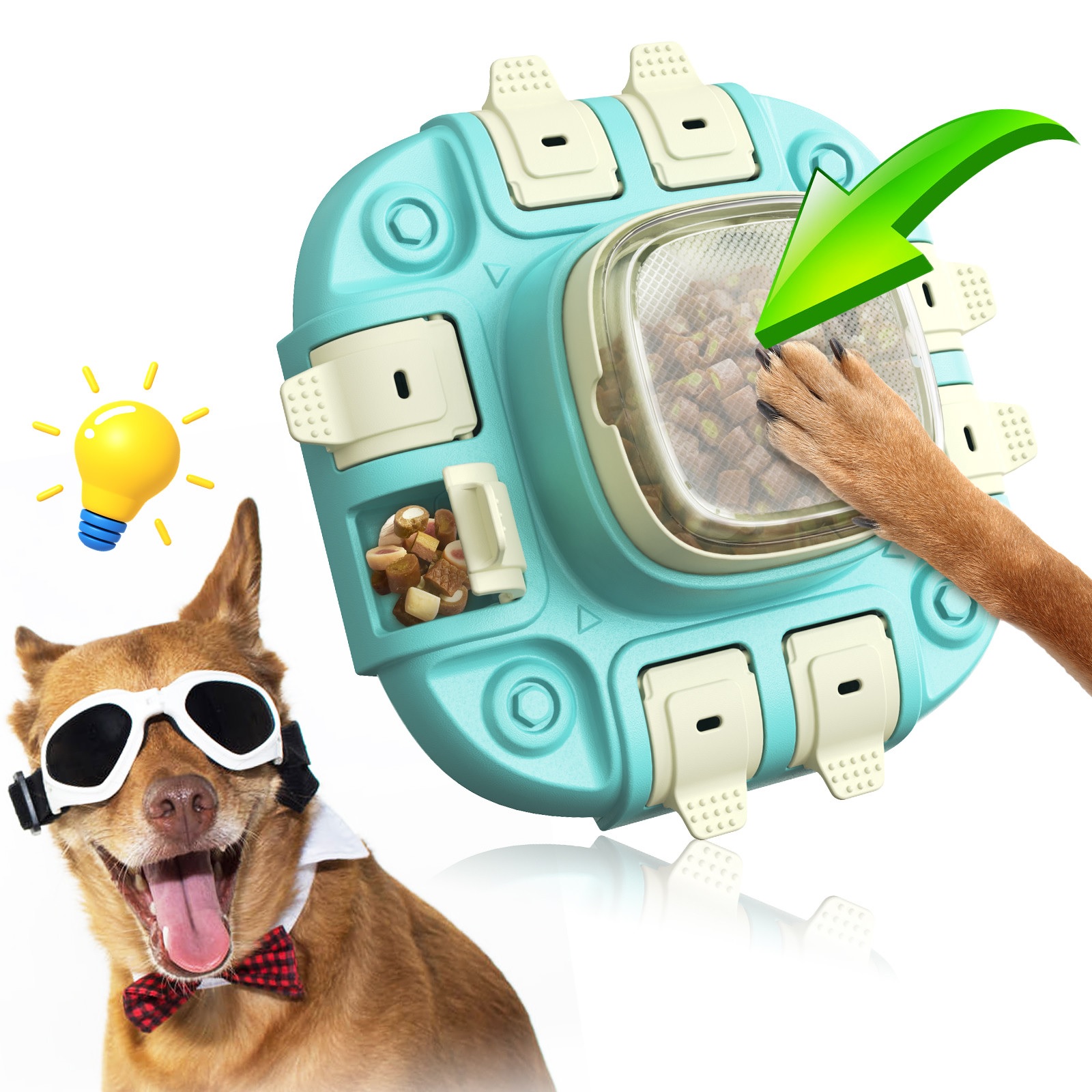 New educational Dog Puzzle Toy Push Button Slow Food Treat Feeder
